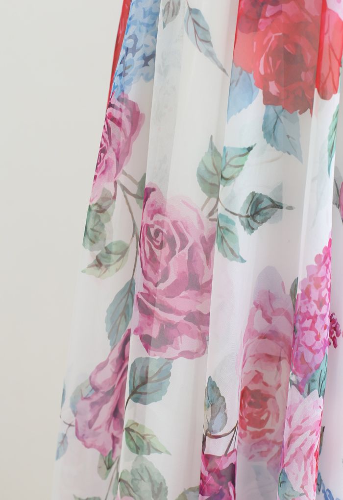Romantic Moment Rose Print Maxi Skirt