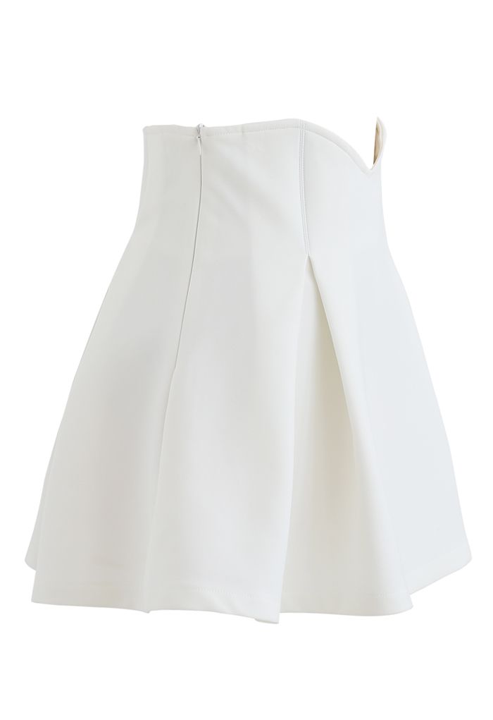 Minifalda plisada de corsé de cintura alta en blanco