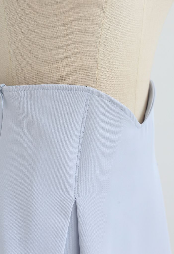 Minifalda plisada de corsé de cintura alta en azul bebé