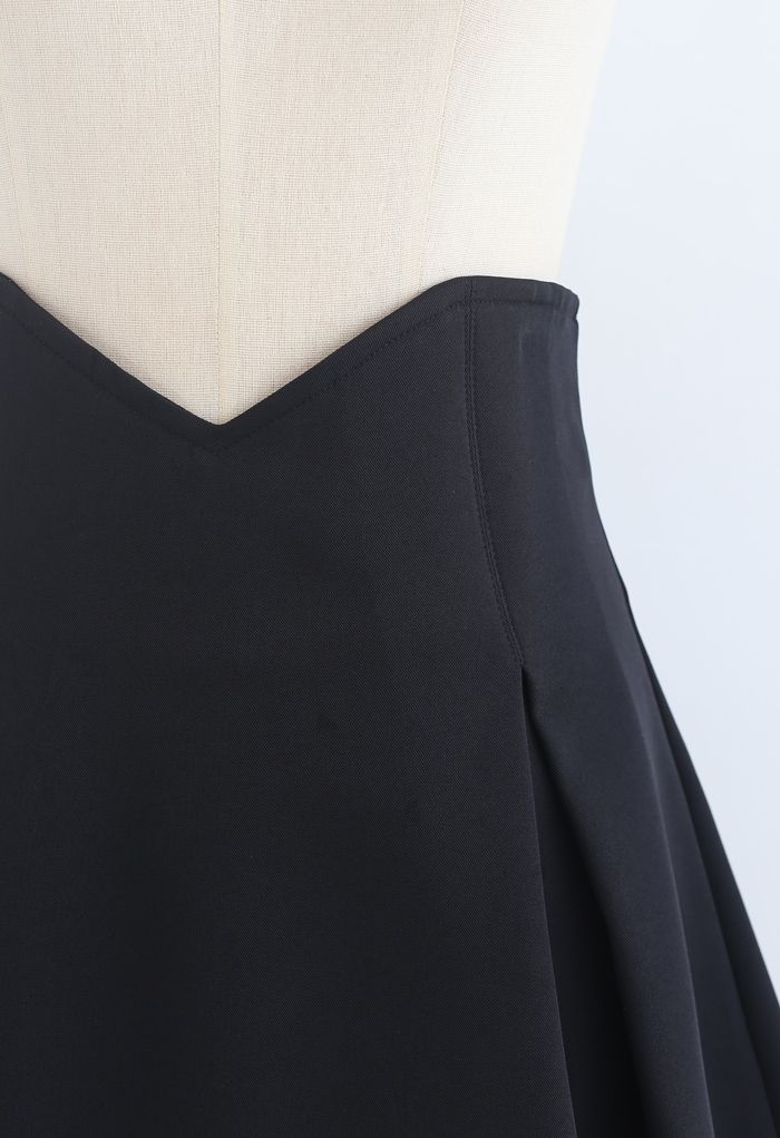 Minifalda plisada de corsé de cintura alta en negro