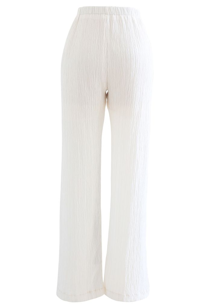 Pantalones sin tirantes plisados de cintura alta en blanco