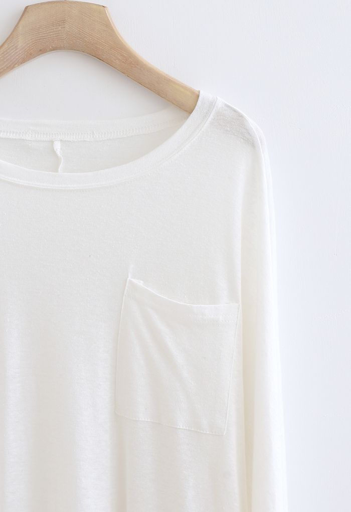 Camiseta oversize de manga larga en blanco