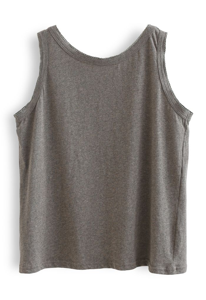 Camiseta sin mangas acogedora de algodón en gris topo