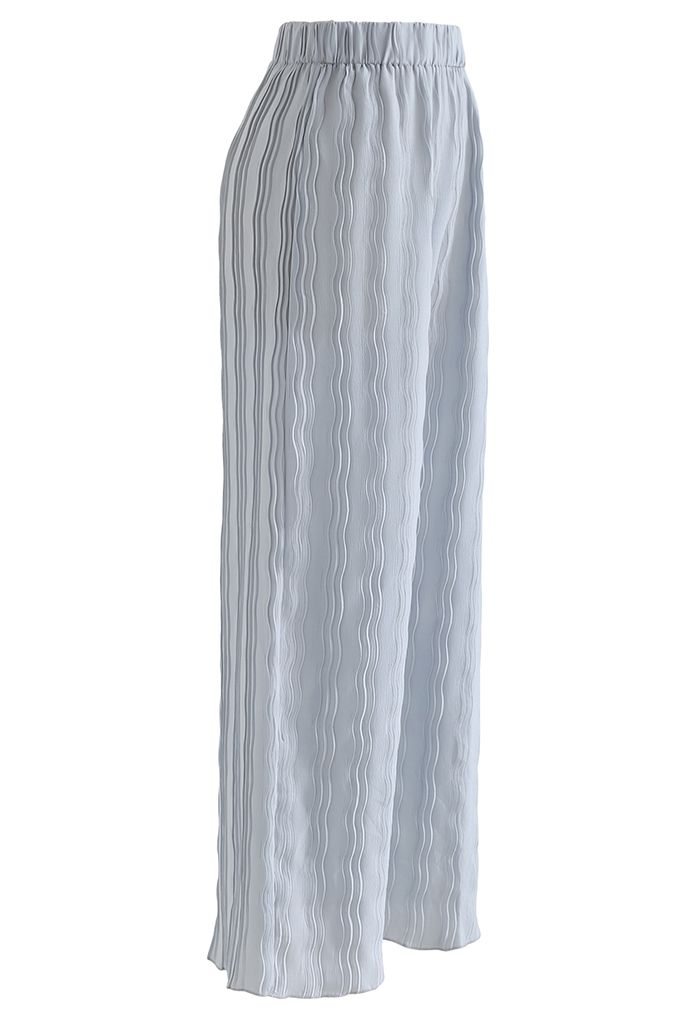 Pantalones de pernera ancha plisados ondulados en azul polvoriento