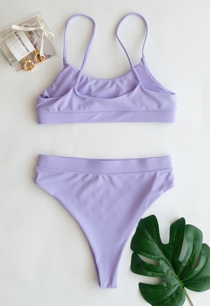 Conjunto de bikini de tirantes con lentejuelas de colores en lila