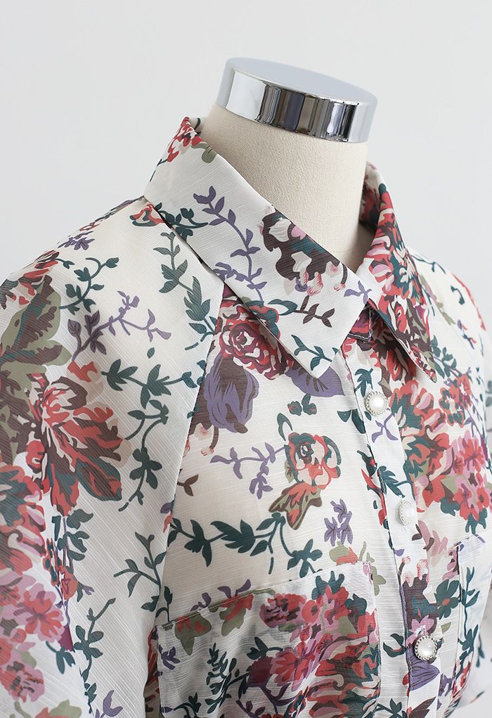 Conjunto de camisa y pantalones cortos con estampado floral Groovy