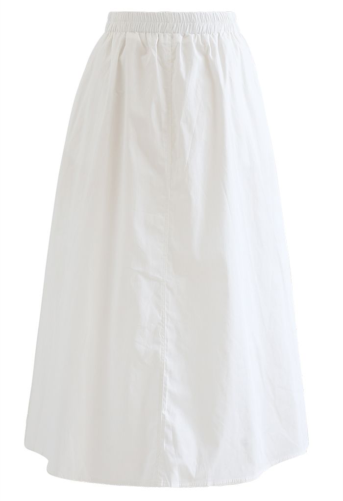 Falda de algodón con bolsillo lateral en color liso en blanco