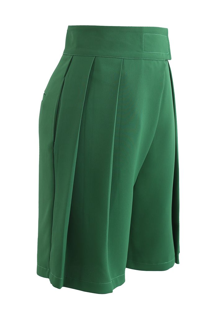 Pantalones cortos de sastre de cintura alta con lengüeta en verde