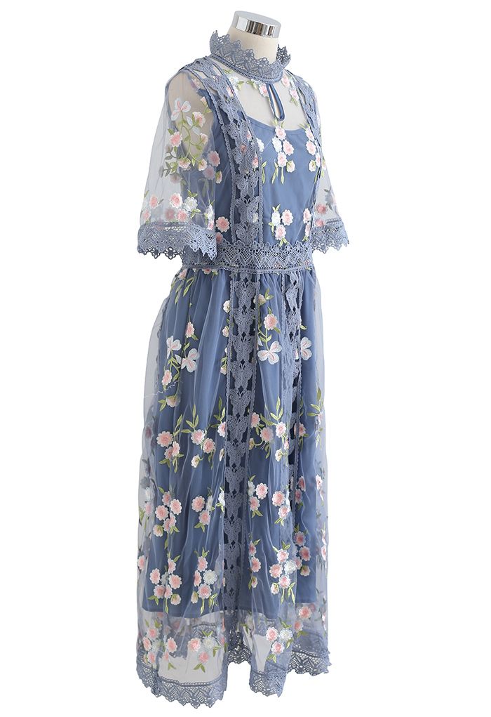 Vestido de malla con ribete de croché bordado de Garden Glamour