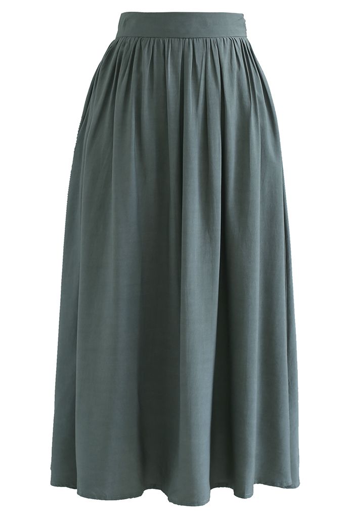 Conjunto de falda y top corto con cordón en la cintura en verde azulado