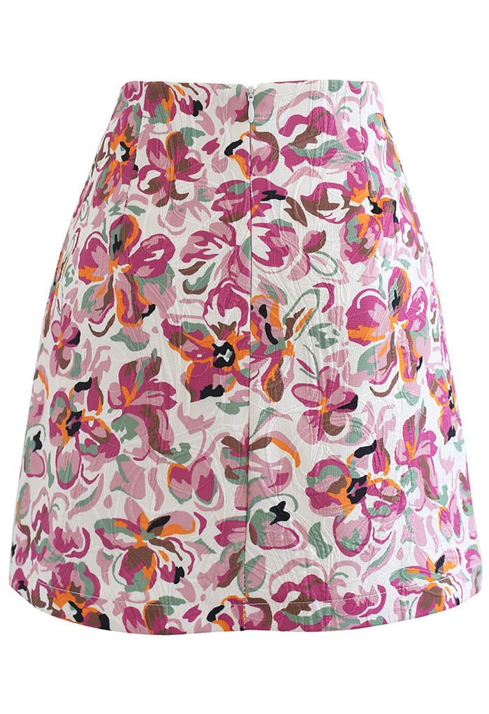 Minifalda Bud floral en relieve en rosa fuerte