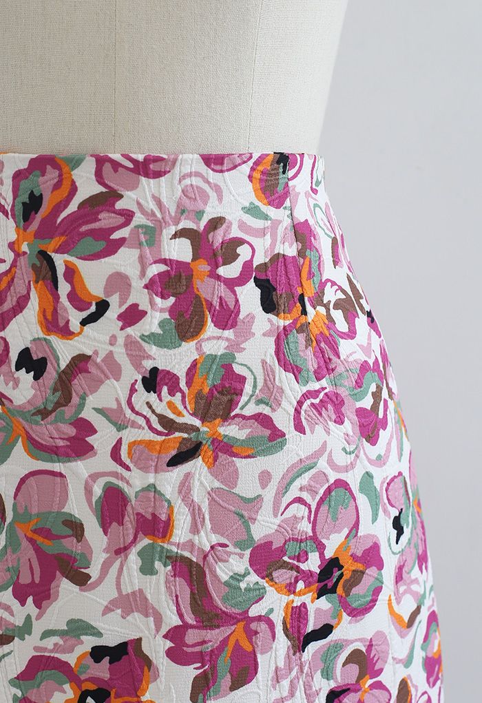 Minifalda Bud floral en relieve en rosa fuerte