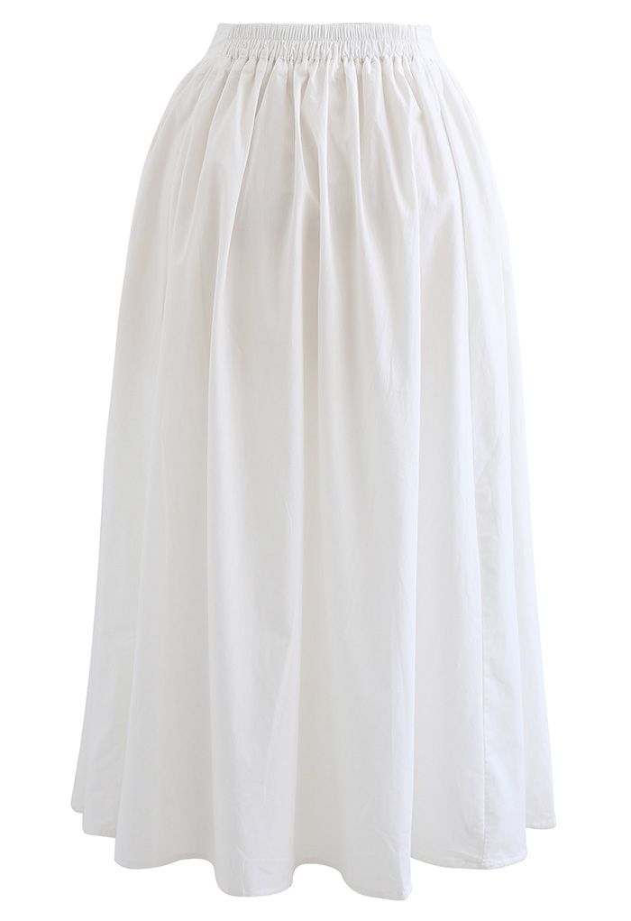 Falda midi de algodón versátil en blanco