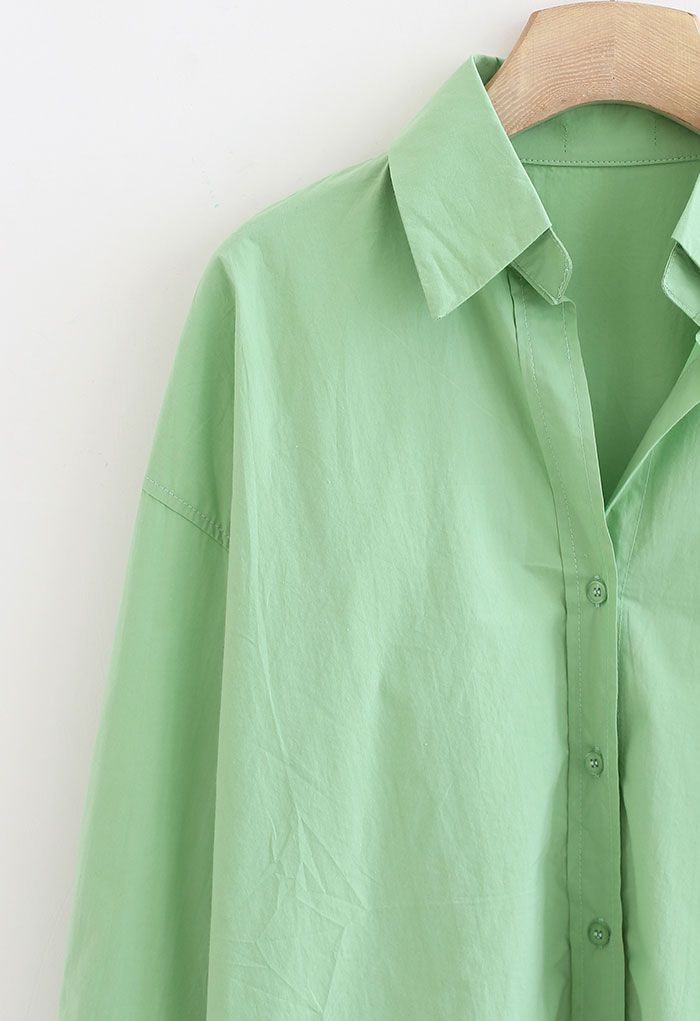 Camisa Hi-Lo extragrande con botones en verde