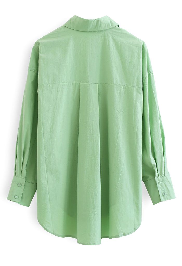 Camisa Hi-Lo extragrande con botones en verde