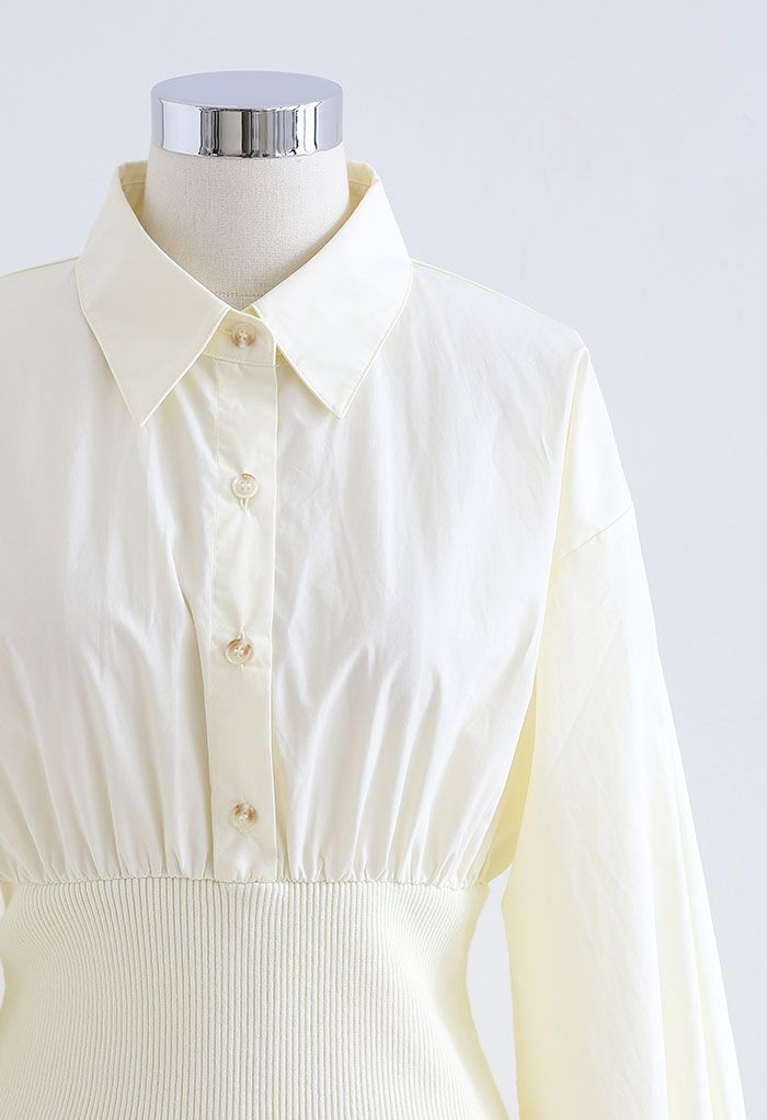 Vestido camisero de algodón con botones en color crema