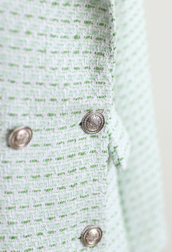 Americana verde de tweed con doble botonadura