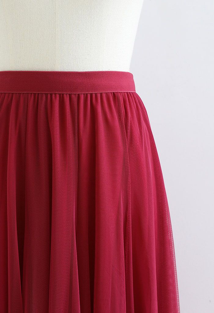 Falda larga de tul de mi jardin secreto en rojo