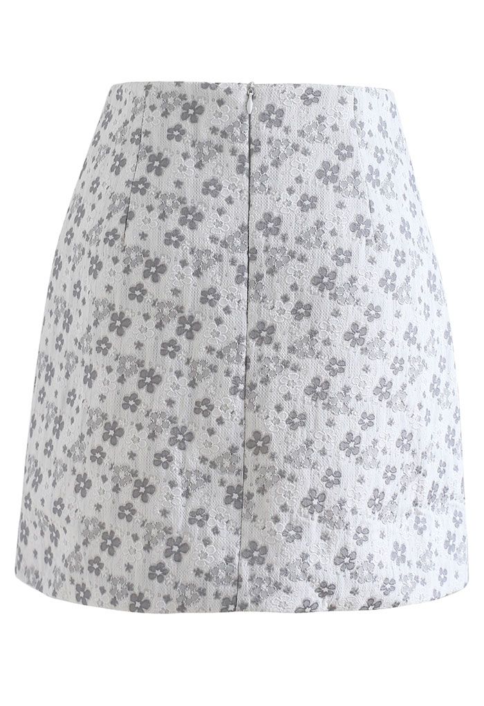 Minifalda Bud de jacquard Floret en gris