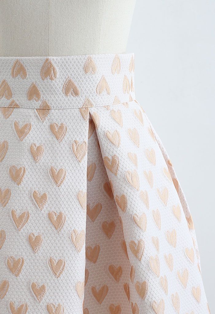 Falda plisada de jacquard Sweet Heart en color crema