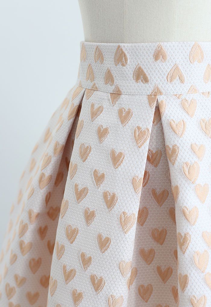 Falda plisada de jacquard Sweet Heart en color crema