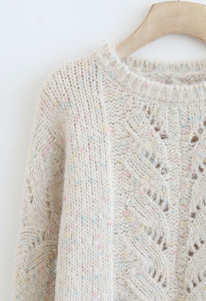 Suéter calado de punto de mezcla de colores