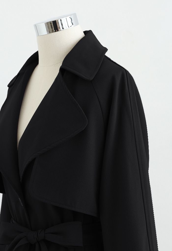 Vestido mini abrigo con botones y solapa de tormenta en negro