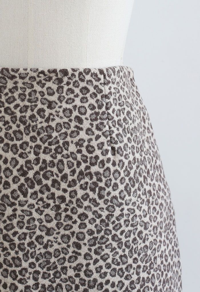 Minifalda Bud de mezcla de lana con estampado de leopardo