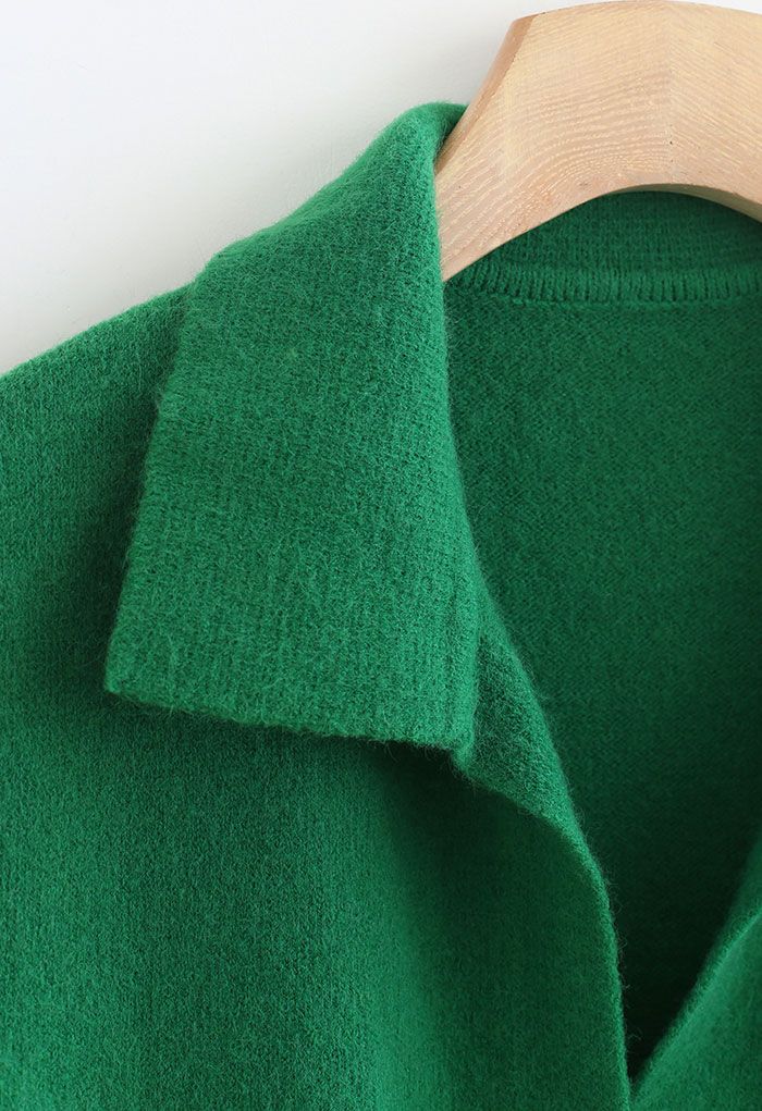 Chaleco de punto con cuello en V en verde
