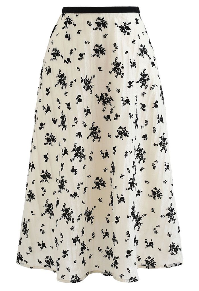 Falda midi plisada de malla superpuesta de Posy en color crema