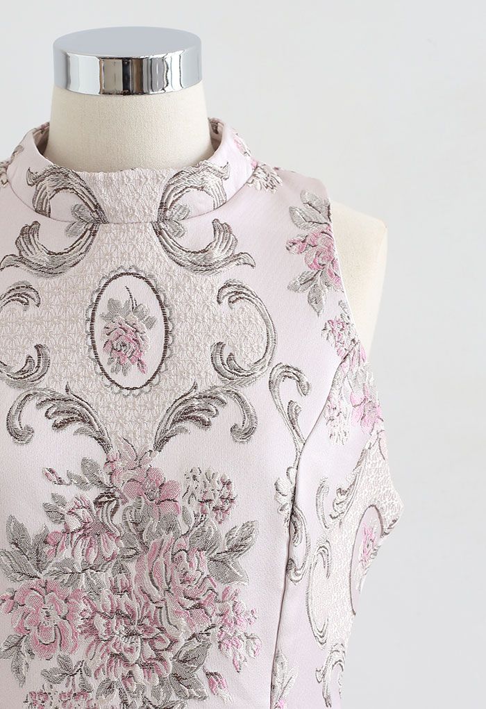 Splendid Vestido sin mangas de jacquard barroco de peonía en rosa
