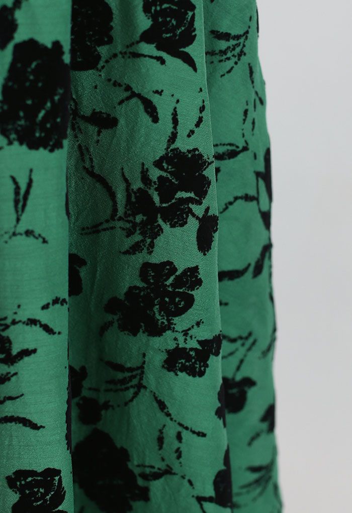 Falda midi transparente con estampado Rosa en verde