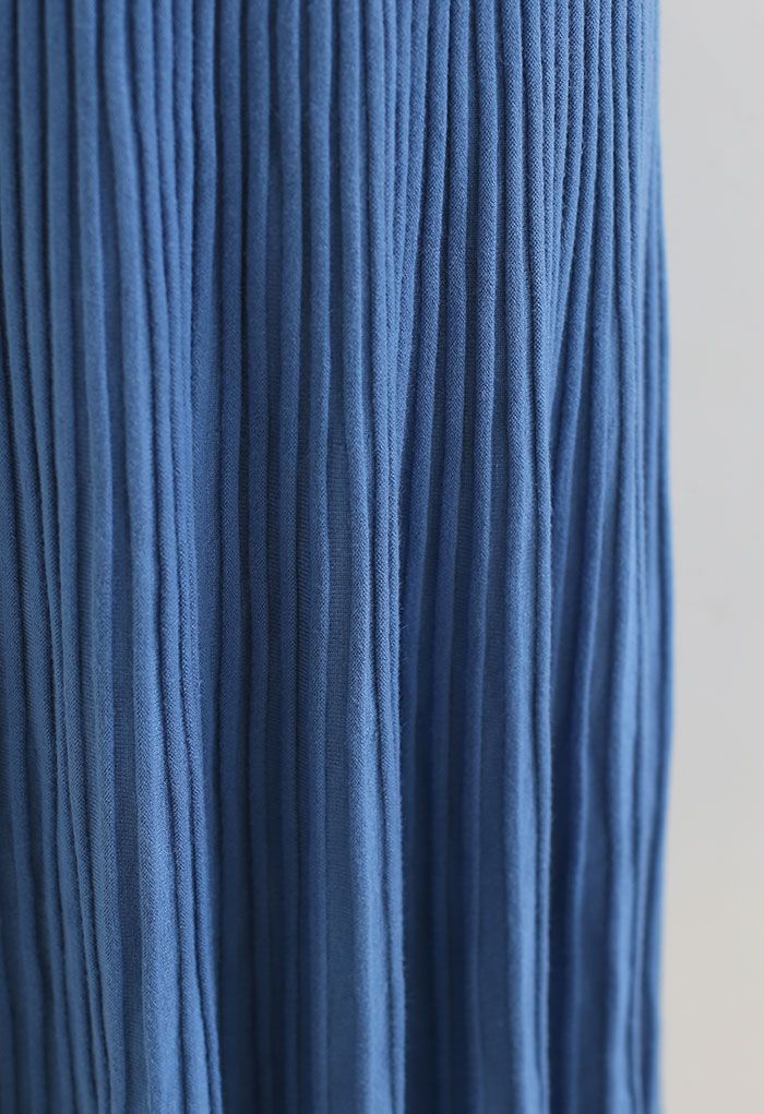 Falda tejida de cintura alta con ventilación lateral en azul