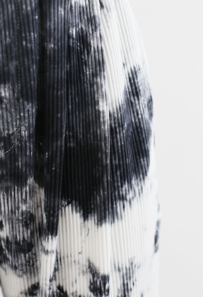 Pantalones de canalé con bolsillo con efecto tie-dye y cordón ajustable