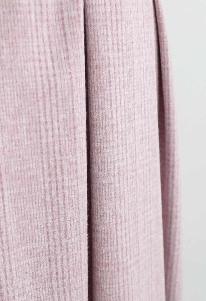 Falda de mezcla de lana plisada de vuelo en rosa
