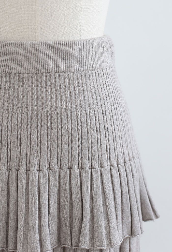 Minifalda de punto plisada a capas en lino