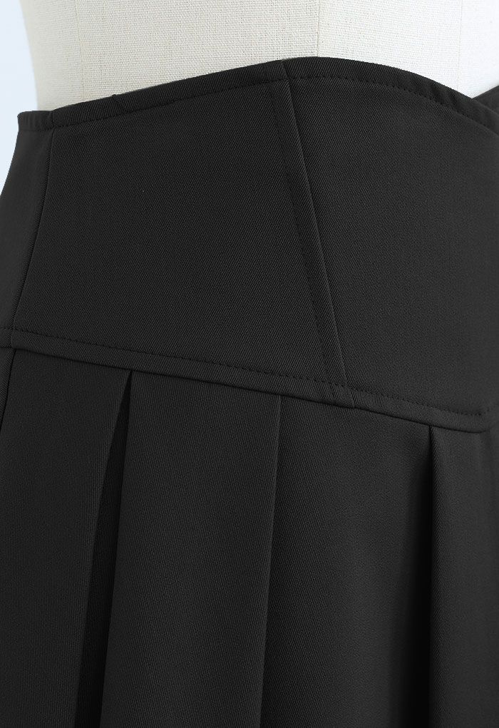 Minifalda plisada con cintura corsé en negro