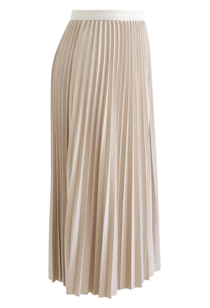 Falda midi plisada en color crema Sencillez