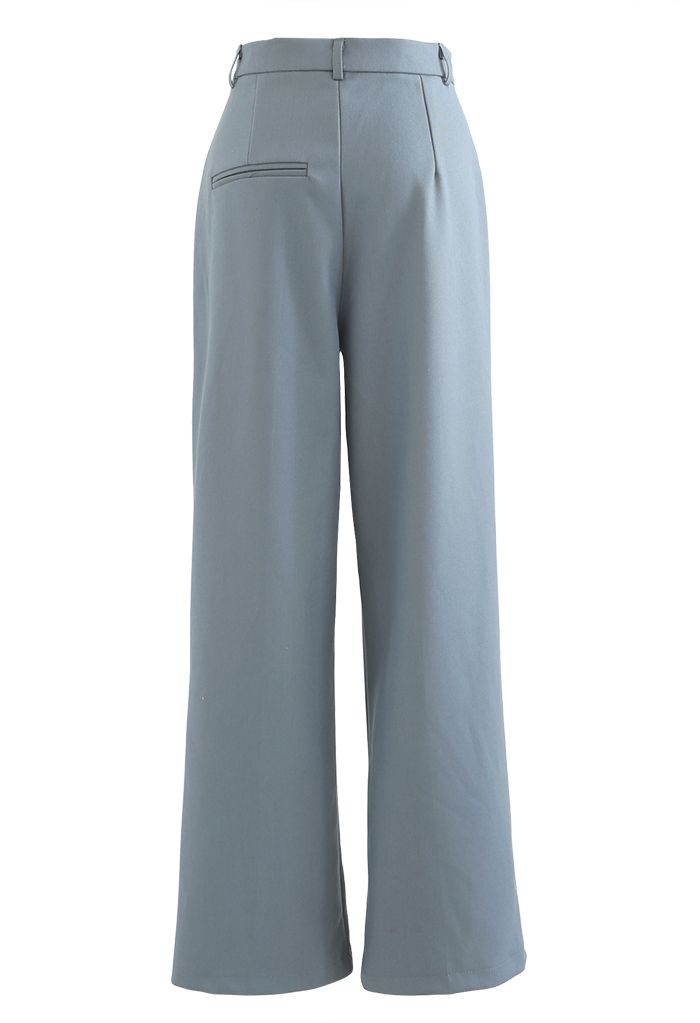 Pantalones de pernera recta con bolsillo delantero en azul