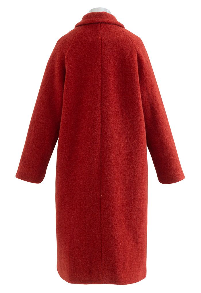 Abrigo largo con botones y lazo de lazo en rojo