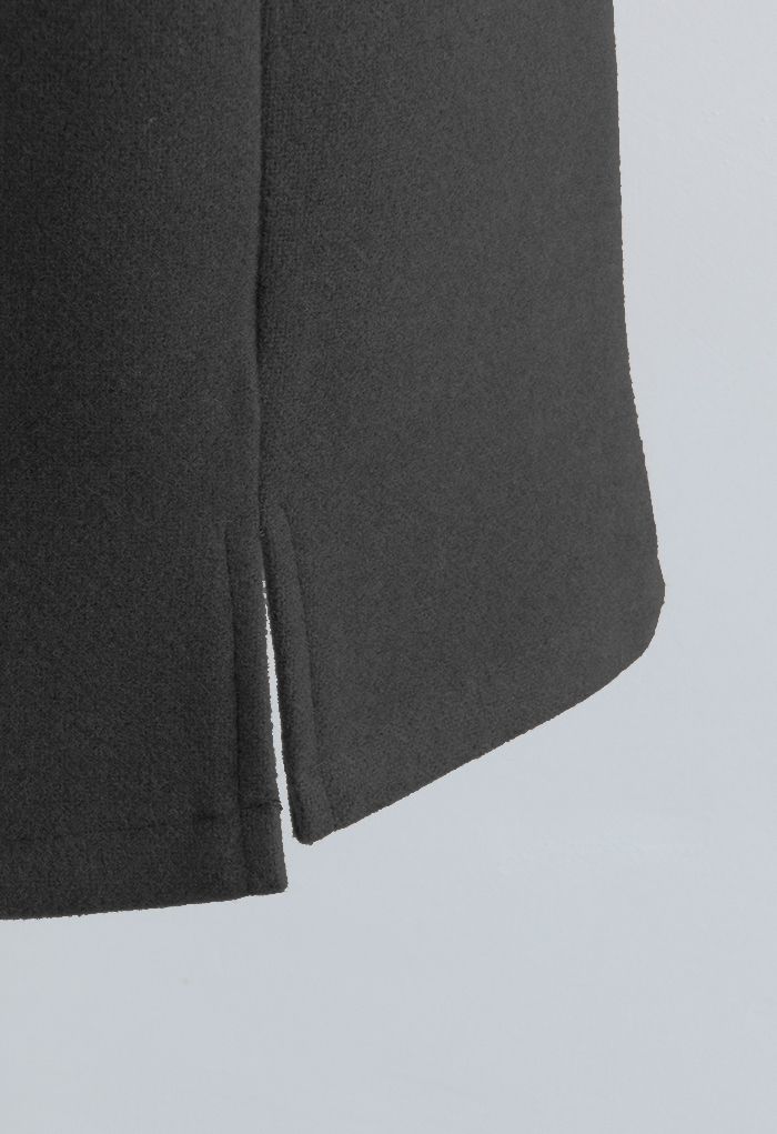 Elegante minifalda Bud de mezcla de lana en negro
