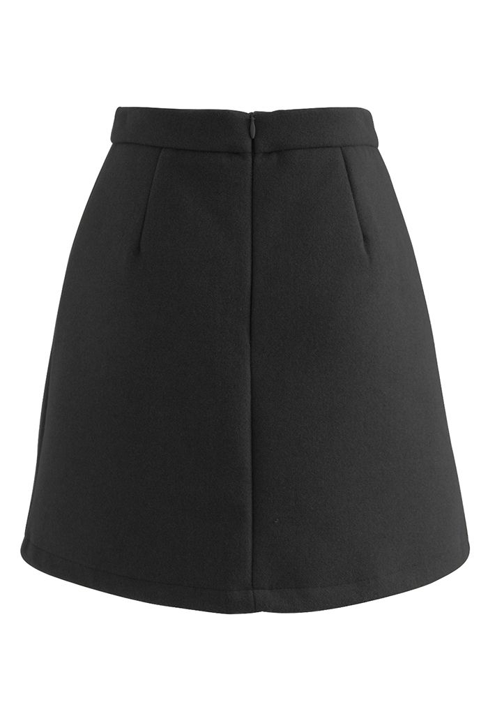 Elegante minifalda Bud de mezcla de lana en negro