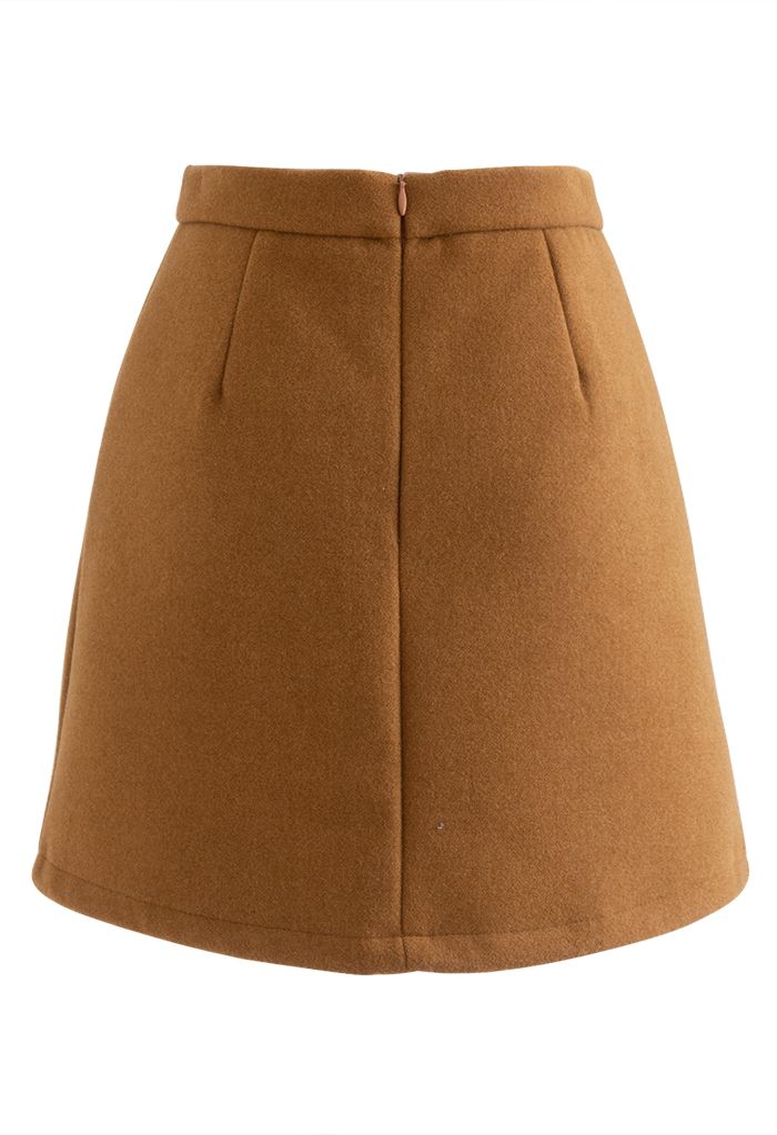 Elegante minifalda Bud de mezcla de lana en calabaza