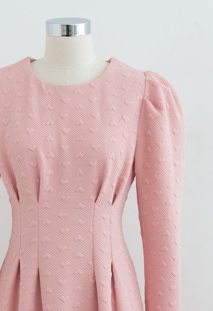 Vestido rosa de algodón con estampado de corazones en relieve de Overall Airy