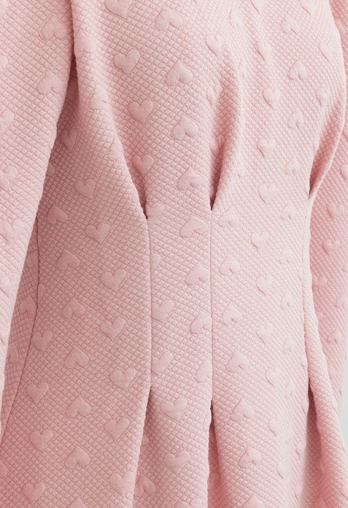 Vestido rosa de algodón con estampado de corazones en relieve de Overall Airy