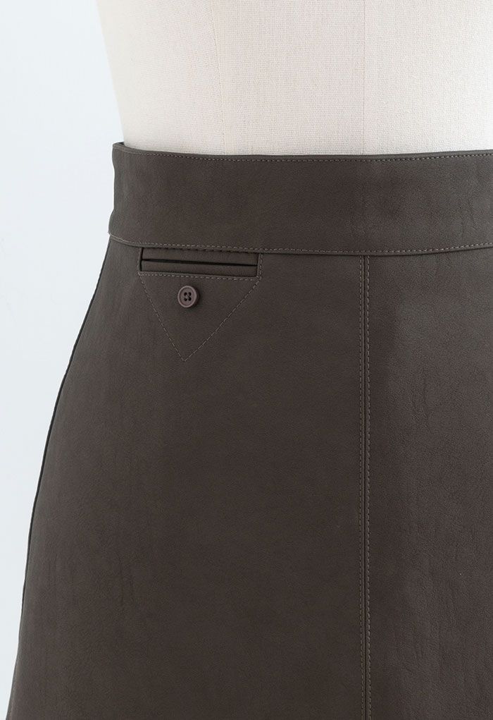 Minifalda Bud de piel sintética con textura en marrón