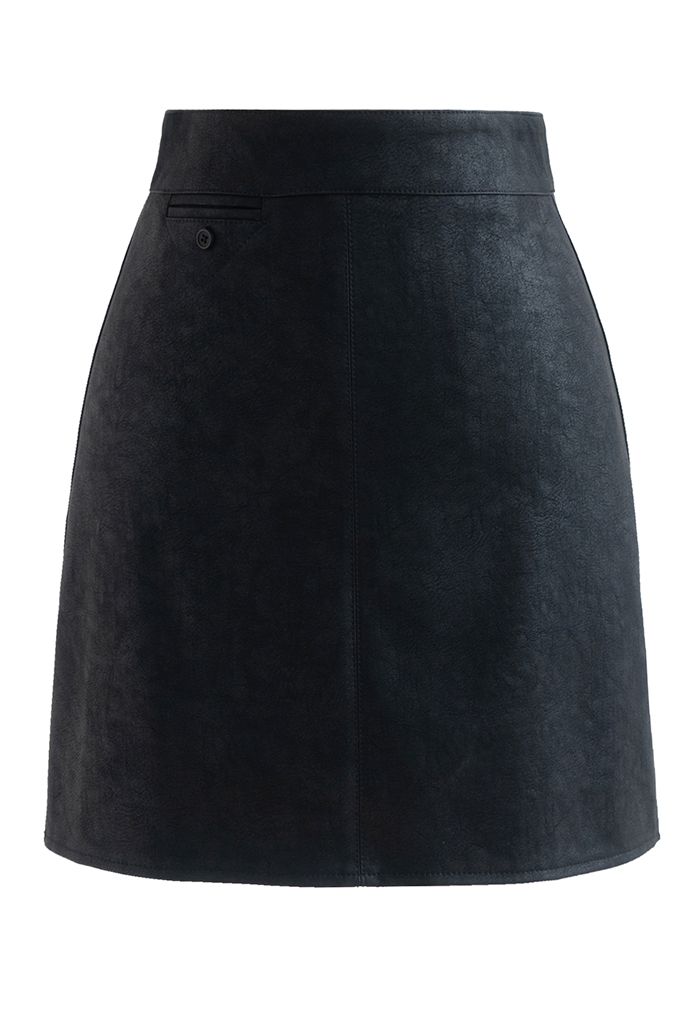 Minifalda Bud de piel sintética texturizada en negro