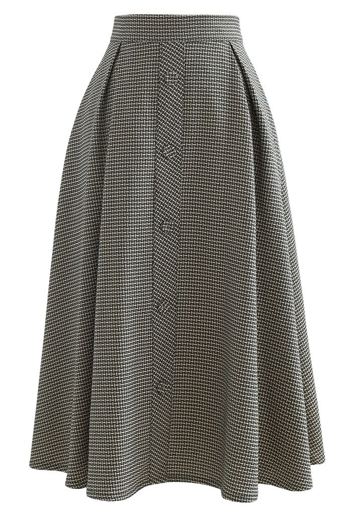 Falda plisada delantera con botones texturizados