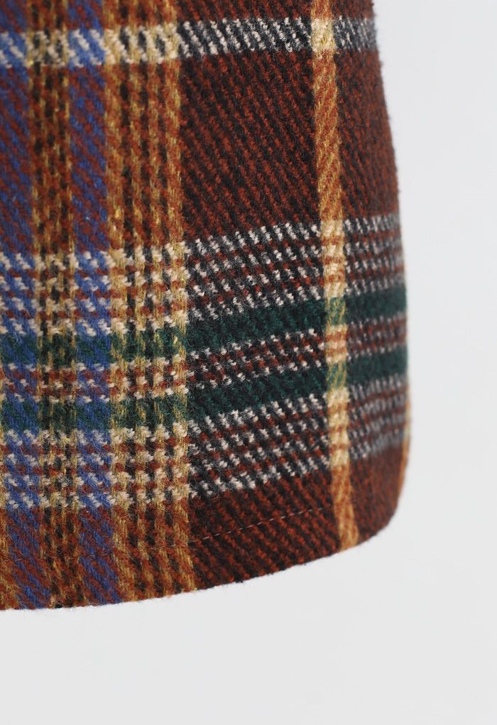 Minifalda clásica de mezcla de lana a cuadros en caramelo