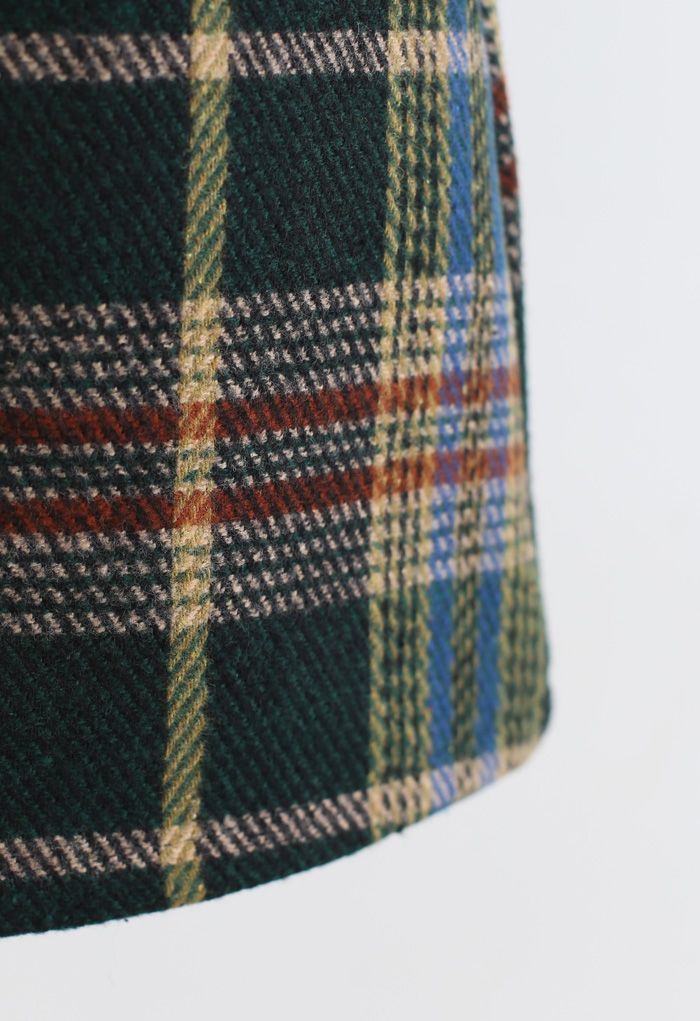 Minifalda clásica de mezcla de lana a cuadros en verde